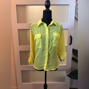 Ali & Kris Semi-Sheer Neon Button-Down Shirt